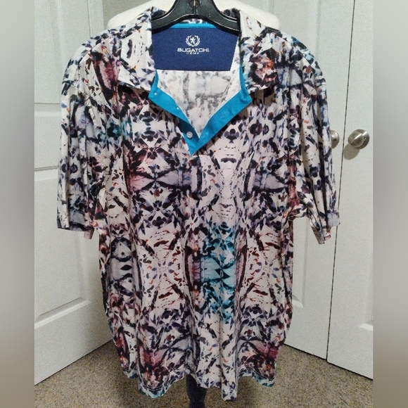 Bugatchi Other - NWOT Bugatchi Uomo Men's Abstract Print Short Sleeve Polo Style Shirt Size XXL